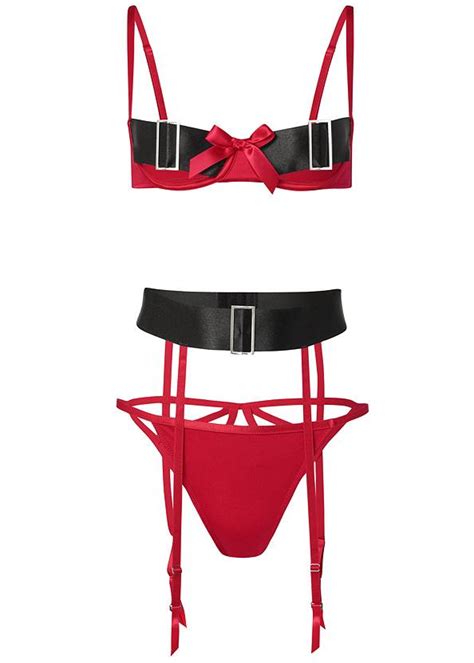 sexy santa lingerie|OPEN CUP SANTA BRA SET in Black & Red .